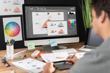 Graphic designer working on computer