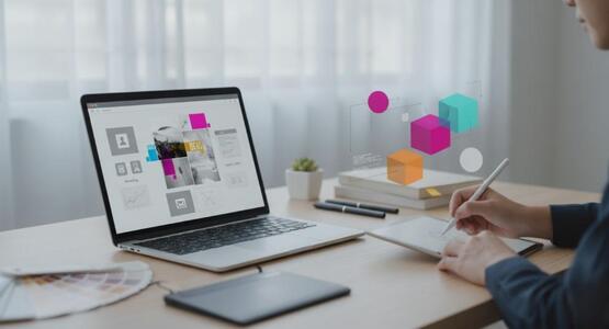 Practicing digital art during graphic design cours