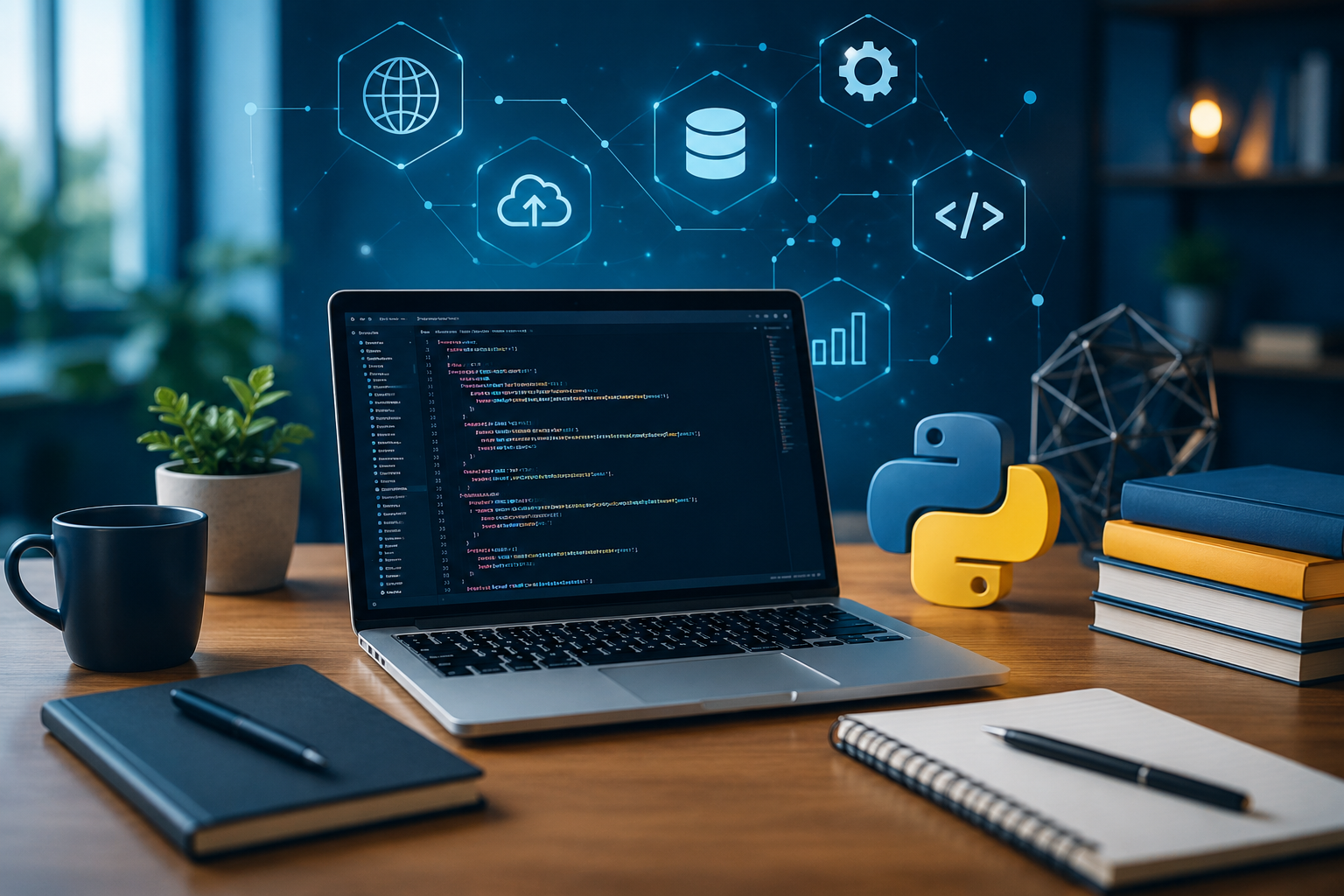 Student learning Python programming for future car